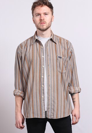 VINTAGE CORDUROY CORD STRIPED SHIRT