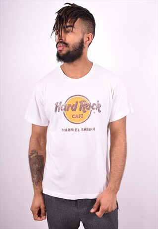 HARD ROCK CAFE MENS VINTAGE T-SHIRT TOP MEDIUM WHITE 90'S