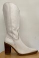 Y2K VINTAGE DESTROY WHITE WESTERN POINTY BOOTS