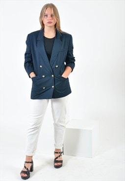 Vintage oversized double breasted  blazer jacket in navy