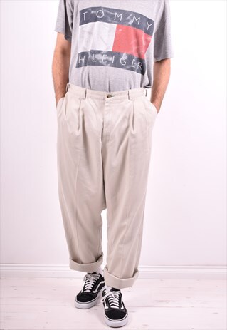 TOMMY HILFIGER MENS VINTAGE TROUSERS W38 L34 BEIGE 90'S