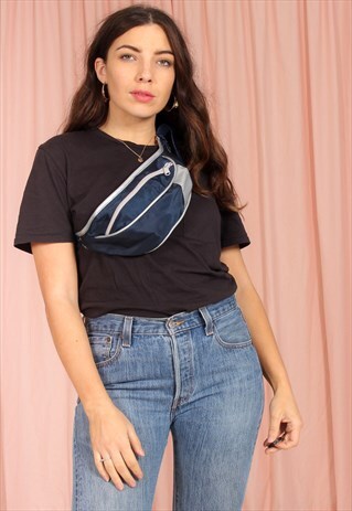 VINTAGE 90S MINI BUM BAG IN BLUE
