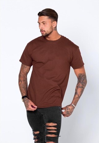 54 FLORAL ESSENTIAL BLANK T-SHIRT - BROWN CHESTNUT