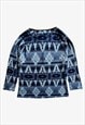 VINTAGE Y2K WOMEN'S RALPH LAUREN BLUE AZTEC TOP