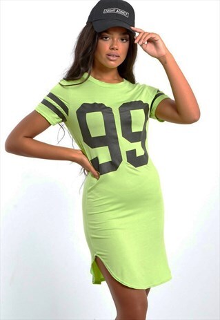 LIME GREEN 99 PRINTED BODYCON DRESS