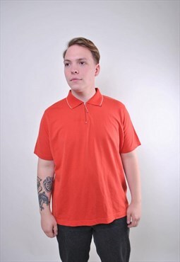 Man vintage orange zipped up polo shirt