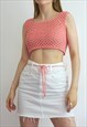 Peachy Pink Crochet Phoebe Crop Top