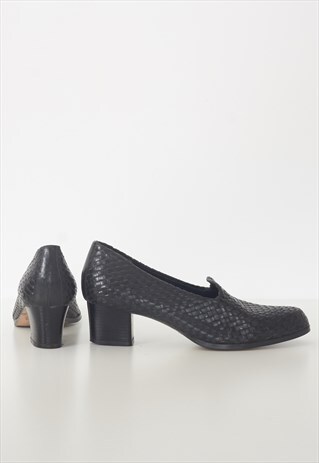 VINTAGE BLACK LEATHER HEEL SHOES