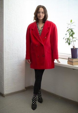 VINTAGE 80'S RED WOOL COAT