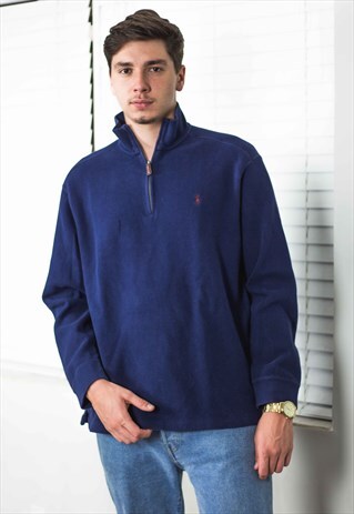 VINTAGE POLO RALPH LAUREN 1/4 ZIP JUMPER LOGO 90S XL 20.7