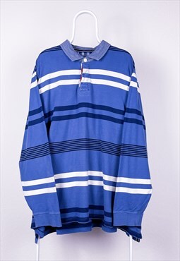 Vintage Maine Debenhams Rugby Polo Shirt Striped Blue XXXL