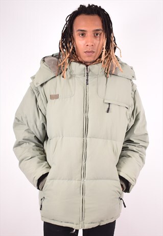 FILA MENS VINTAGE PADDED JACKET LARGE KHAKI 90S