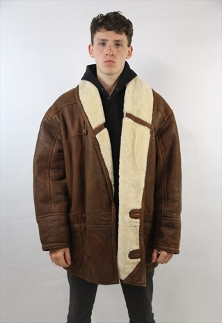 VINTAGE AMAZING SHEEPSKIN BROWN WINTER COAT