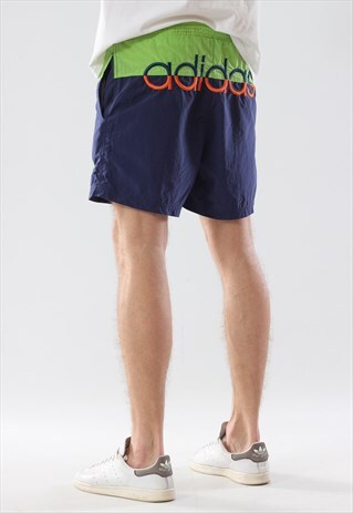VINTAGE ADIDAS 90S BLUE BIG LOGO TRAINING SWIM BEACH