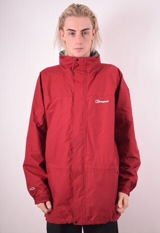 BERGHAUS MENS VINTAGE WINDBREAKER JACKET XL RED 90S