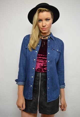 VINTAGE 90S LEVI'S BLUE WASH DENIM SHIRT GRUNGE RETRO PREPPY
