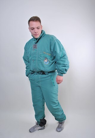 80S TIN TIN CARTOON ONE PIECE SKI SUIT, EMBROIDERY SNOW SUIT