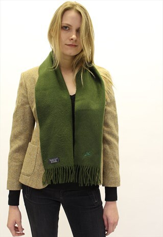 VINTAGE CASHMERE CHECKED SCARF GREEN-AS72