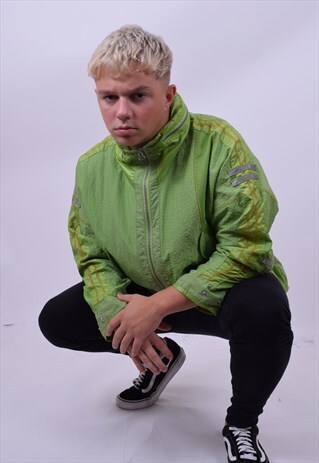 VINTAGE 90'S GREEN SKI SHELL WINDBREAKER JACKET SIZE MEDIUM