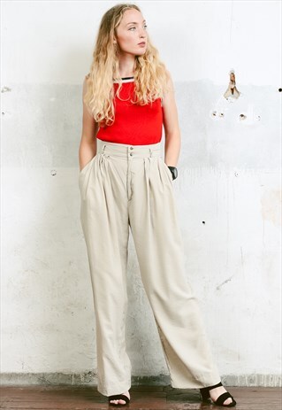 VINTAGE 80S HIGH WAISTED WIDE LEG TROUSERS