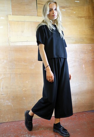 BLACK CROP PANTS CO-ORDINATES