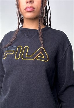 Black 90s FILA Spellout Sweatshirt