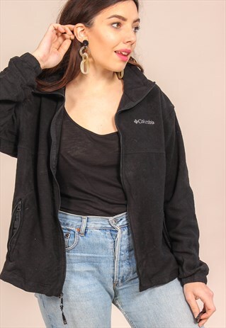 VINTAGE 90S COLUMBIA FLEECE JACKET IN BLACK