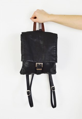 BLACK LEATHER RUCKSACK BAG