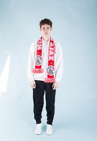 VINTAGE AJAX FOOTBALL SCARF RED AND WHITE