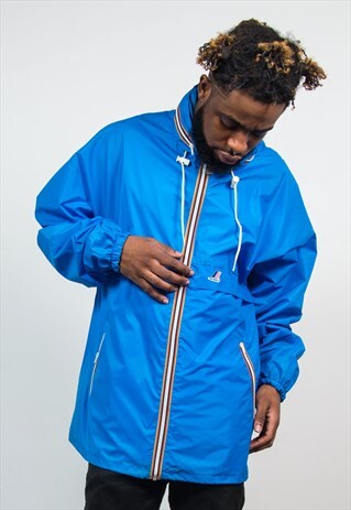 K-WAY BLUE WATERPROOF CAGOULE JACKET RAIN