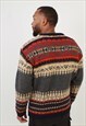 "VINTAGE ABERCROMBIE & FITCH ABSTRACT CHUNKY KNITTED JUMPER