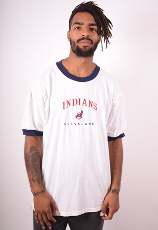 LEE MENS VINTAGE CLEVELAND INDIANS T-SHIRT TOP XL WHITE 90S