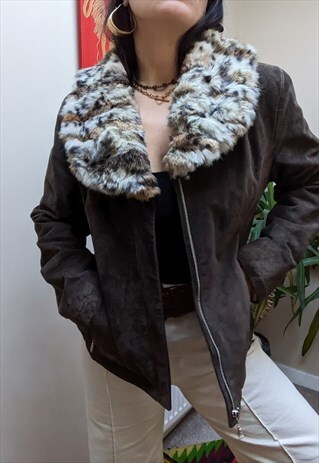 VINTAGE Y2K AFGHAN FAUX FUR SUEDE JACKET