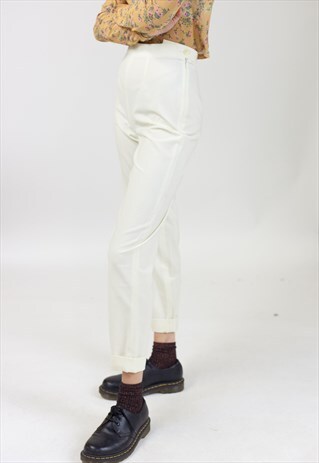 VINTAGE 90S CREAM SHEER LIGHT DRESS PANTS