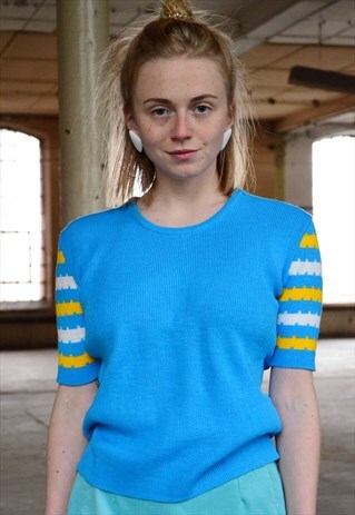 70S VINTAGE BLUE BLOUSE