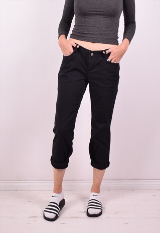DICKIES WOMENS VINTAGE TROUSERS W34 L26 BLACK 90'S