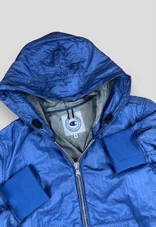 CHAMPION VINTAGE Y2K BLUE LIGHTWEIGHT HOODED JACKET