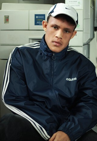 NAVY ADIDAS ZIP-UP WATERPROOF COAT