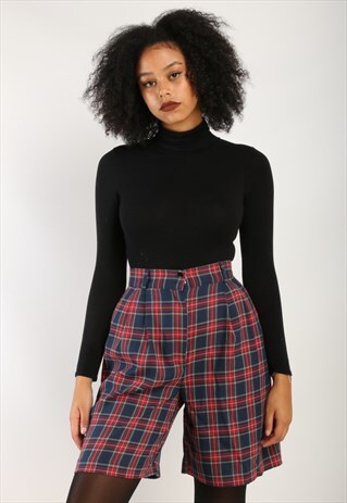 VINTAGE HIGH WAISTED CHECKERED WINTER SHORTS X158