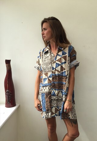 CRAZY PATTERNED OVERSIZED RETRO VINTAGE FESTIVAL SHIRT