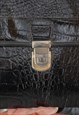 VINTAGE 80'S BLACK VARNISHED CROCODILE EFFECT BRIEFCASE