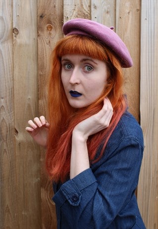 VINTAGE FEZKO PURPLE WOOL BERET