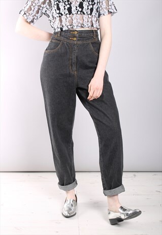 VINTAGE 90S BLACK WASH HIGH WAISTED MOM JEANS