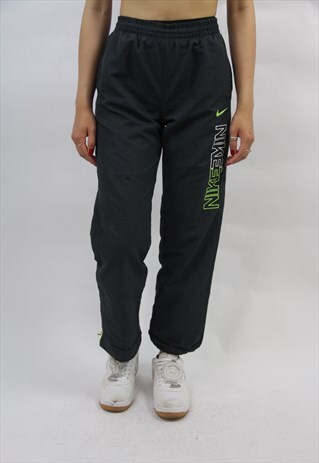 VINTAGE NIKE GREY PRINT TRACKSUIT BOTTOMS