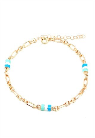 BLUE ENAMEL ROLLERS BRACELET, 925 SILVER, ROSE GOLD
