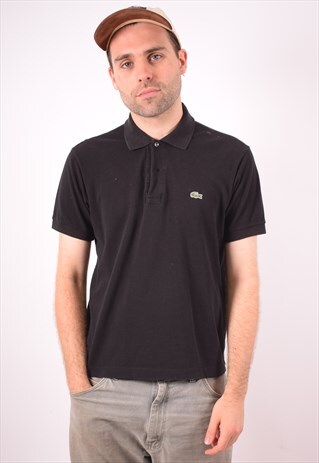 LACOSTE MENS VINTAGE POLO SHIRT SMALL BLACK 90S