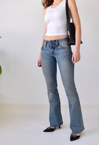 VINTAGE DEADSTOCK Y2K LOW RISE DENIM FLARED JEANS