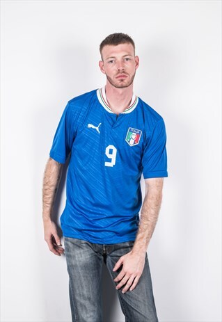PUMA VINTAGE 1990S BLUE ITALY FOOTBALL T-SHIRT