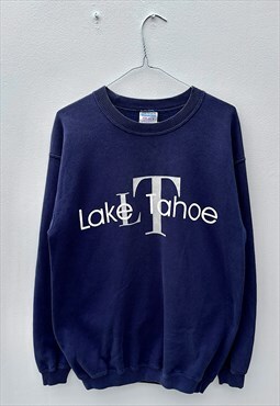 Vintage Gildan Lake Tahoe navy blue sweatshirt medium 