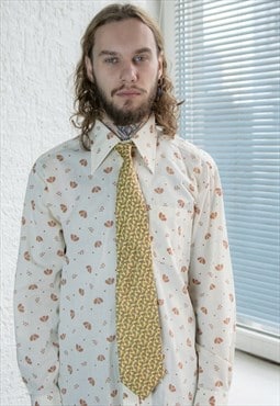 Vintage 80's Yellow Paisley Print Shimmering Tie